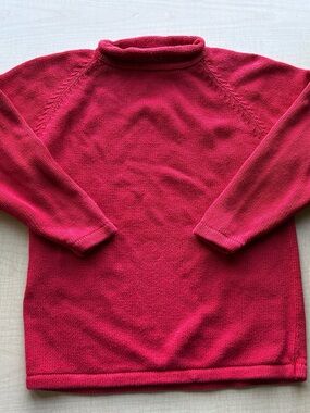 VTG 90s New Moves Kids Red Roll Neck Sweater Size 10/12 Chunky Cotton Knit